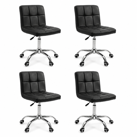 Kit 4 Cadeiras Office Gomos Escrivaninha Giratória com Rodinhas e Regulagem de Altura – Preta