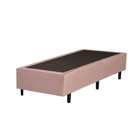 Base Box Solteirão King Suede Rosé 203x96x40xm