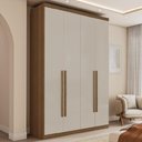 Ver imagem 1 de Guarda Roupa Solteiro 4 Portas Lisboa 100% em MDF - Jequitibá/Offwhite