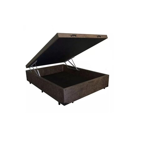 Cama Box Baú Casal Suede Marrom