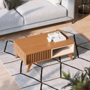 Ver imagem 2 de Conjunto Home para TV com Rack e Mesa de Centro 2 Portas 1 Prateleira MDP MDF 200cm Off White Matte