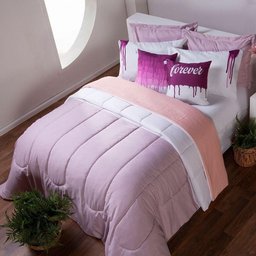 Kit Edredom Linho Colorful Casal King 5 Peças 100% Poliéster - Rosa - 8