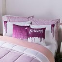 Ver imagem 5 de Kit Edredom Linho Colorful Casal King 5 Peças 100% Poliéster - Rosa