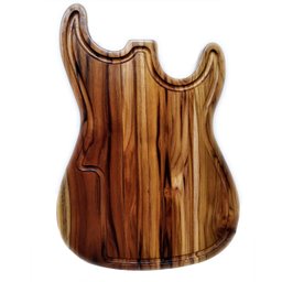 Tábua de corte tradicional para churrasco Madeira teca Guitarra Personalizada - 3