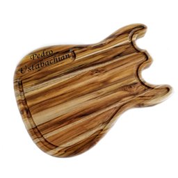 Tábua de corte tradicional para churrasco Madeira teca Guitarra Personalizada - 2