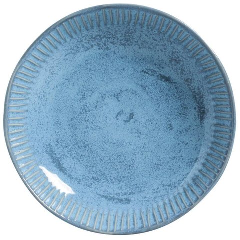 Prato Fundo 830ml Linhas Breeze 22,5cm Cerâmica Azul Porto Brasil Sopa Jantar Mesa Posta