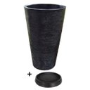 Ver imagem 6 de Kit Vaso Planta + Prato 35x25 Redondo Cônico Polietileno BGPLASTICOS PRETO 002