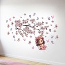 Ver imagem 4 de Adesivo Parede Árvore Flores Menina Fundo Branco Rei Cobra