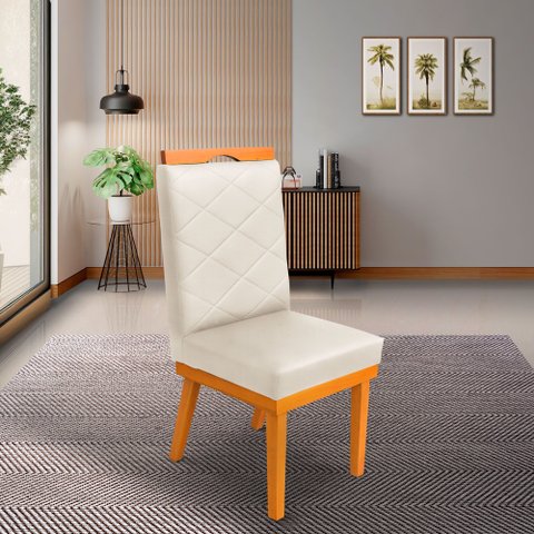 Cadeira Ana Matelassê Tecido Suede com Base Fixa de Madeira Maciça e Puxador Castanho:bege