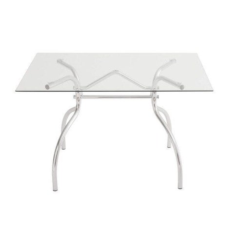 Mesa Retangular com Tampo de Vidro 4025 Transparente/Cromado