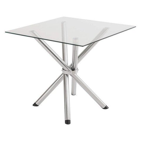 Mesa Quadrada com Tampo de Vidro 4804 Transparente/Cromado