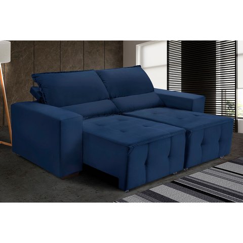 Sofá Alamo Retratil e Reclinável 1,72 Mts Veludo Azul