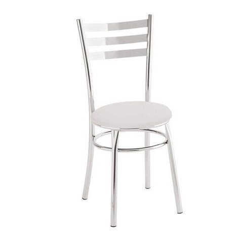 Cadeira para Cozinha Assento Estofado 404 Branco/Cromado