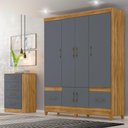 Ver imagem 1 de Kit Guarda Roupa Casal Ms 912 + Cômoda Ms 913 - Freijó / Cinza Freijó / Cinza