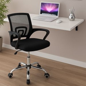 Mesa Dobrável de Parede Cadeira de Escritório Giratória Ergo:branca