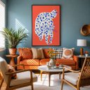 Ver imagem 1 de Quadro Canvas Gato Estilizado Orange 60X40cm Mold Preta