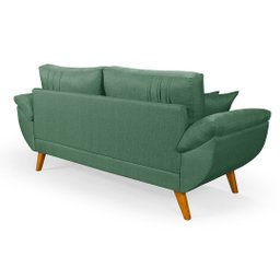 Sofá Texas Retro 3 Lugares Montagem Fácil Almofadas em Linho:verde - 4
