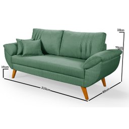 Sofá Texas Retro 3 Lugares Montagem Fácil Almofadas em Linho:verde - 5