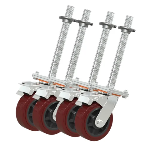 Roda Ajustável para Andaime 6'' com Rolamento e Trava Kit 4 un