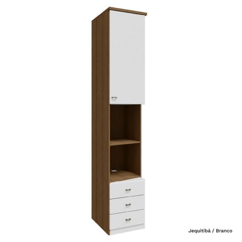 Modulado Lateral 01 Porta com 245cm de Altura 03 Gaveta Setiba - Jequitibá/branco