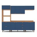 Ver imagem 2 de Cozinha Pérola 5 Peças com Tampo Azul/Freijó Yescasa