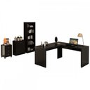 Ver imagem 7 de Conjunto Home Office 4 Peças com 1 Mesa em L, 1 Estante, 1 Gaveteiro e 1 Armário para Escritório Pre