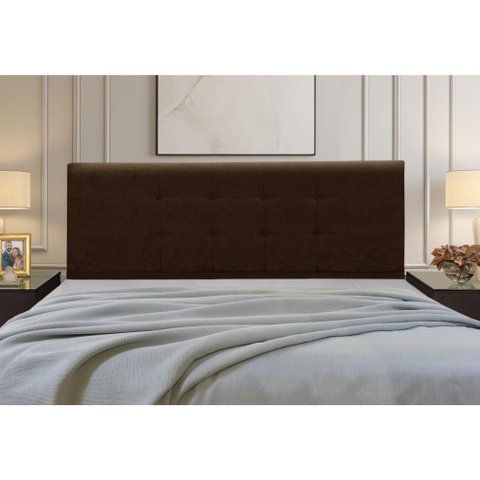 Cabeceira Estofados Solteiro Quarto 90cm Betina Suede Marrom Madelina Decor