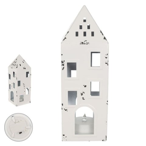 Decoração Casa Metal com Vela de LED 9,5D Branco Florarte Flor Arte