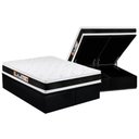 Ver imagem 1 de Cama Box Baú King: Colchão Espuma D45 Castor Black e White Air Double Face + Base CRC Suede Black