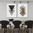 Ver imagem 3 de Conjunto Quadros Decorativos Sala Quarto Abstratos Geométricos em Tecido Canvas