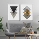 Ver imagem 4 de Conjunto Quadros Decorativos Sala Quarto Abstratos Geométricos em Tecido Canvas