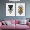 Ver imagem 2 de Conjunto Quadros Decorativos Sala Quarto Abstratos Geométricos em Tecido Canvas