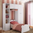 Ver imagem 1 de Conjunto Infantil Arco Íris com Guarda-Roupa 5 Portas e Mini Cama Infantil Espresso Móveis Branco