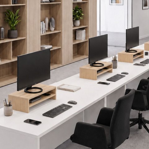 Kit 03 Suportes para Monitor Stand Home Office Lap 63 cm L03 Amadeirado - Lyam