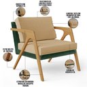 Ver imagem 4 de Kit 03 Poltronas Decorativas Sala Estar Pietra L02 Facto Verde Musgo Linho Bege Escuro - Lyam Decor