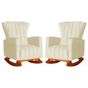 Ver imagem 1 de Kit 2 Poltronas Estofada Balanço Melinda Suede Marfim