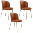 Ver imagem 1 de Kit 3 Cadeiras Sala de Jantar Estofada Gavi Arena L02 Couríssimo Camel Lyam Decor