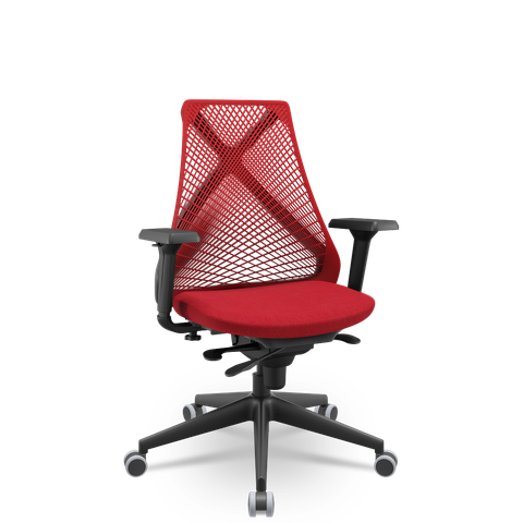 Cadeira Plxmetal Bix X+ Tela Vermelha Base Itália Slider 4D Assento Poliéster Vermelho