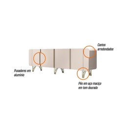 Balcão Buffet Saluti 4 Portas Off White - Hb Móveis - 5