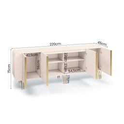 Balcão Buffet Saluti 4 Portas Off White - Hb Móveis - 8