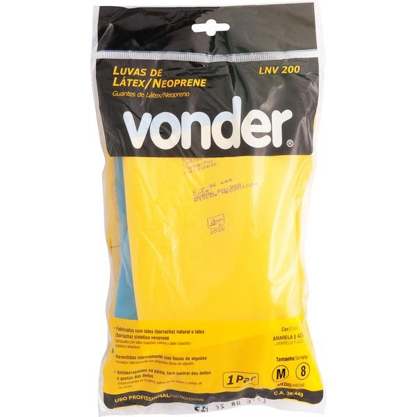 Luva latéx neoprene m amarelo/Azul ca34449 - Vonder - 2