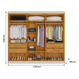 Guarda Roupa Oslo 6 Portas 4 Gavetas com Espelho Mdf - Mademarcs - 4