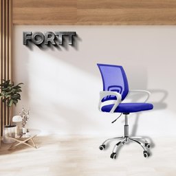 Cadeira de Escritório Secretária Base Cromada com Rodinha Fortt Lisboa Azul - Csf02-a - 3