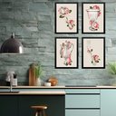 Ver imagem 1 de Kit 4 Quadros Cozinha Vintage- Flores 45x34cm:moldura Branca
