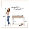 Conjunto de Escritório 4 Peças Smart Office 2 Mesas e 2 Aparador Buffet - Off White e Cedro - 10
