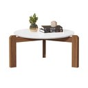 Ver imagem 2 de Mesa de Centro Redonda Austria Tampo Branco Base em Madeira Maciça