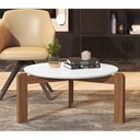 Ver imagem 1 de Mesa de Centro Redonda Austria Tampo Branco Base em Madeira Maciça