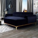 Ver imagem 2 de Sofá 3 Lugares Lisboa D07 com Chaise Direita 230cm Veludo Marinho - D’Rossi