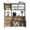 Ver imagem 4 de Cozinha Compacta com 3 Gavetas e 3 Portas de Vidro Marrom/Oak/Preto