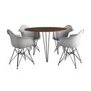 Ver imagem 2 de Mesa Jantar Redonda 110cm Amêndoa Clips 3 Pés com 4 Poltronas Brancas Eames Eiffel Ferro Preto